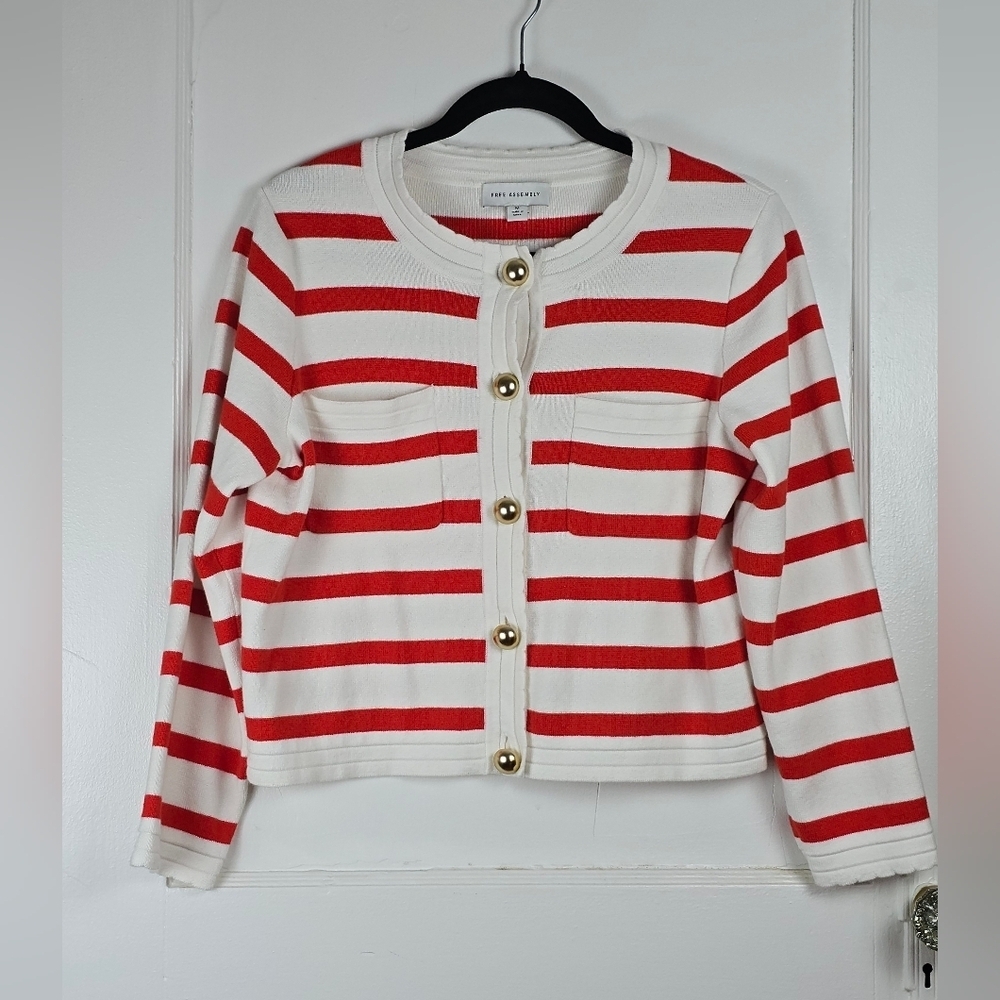 Free Assembly Orange and White Striped Sweater M